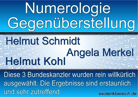 Numerologische Gegenüberstellung 3 Bundeskanzler der BRD Numerologische Gegenüberstellung 3 Bundeskanzler der BRD